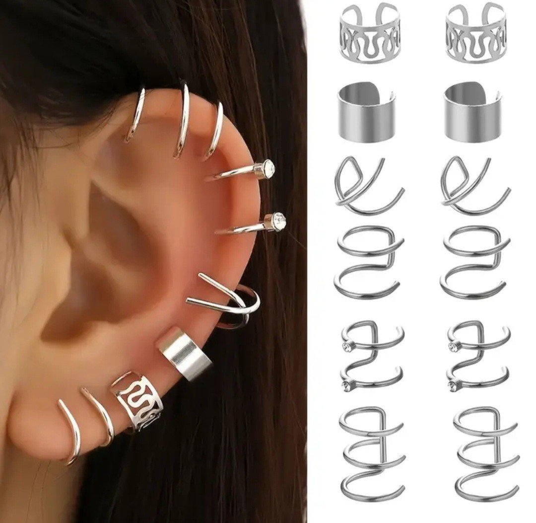 ตุ้มหูแบบหนีบ ไม่ต้องเจาะหู 6 คู่ 12 ชิ้น( รหัส AC19 )