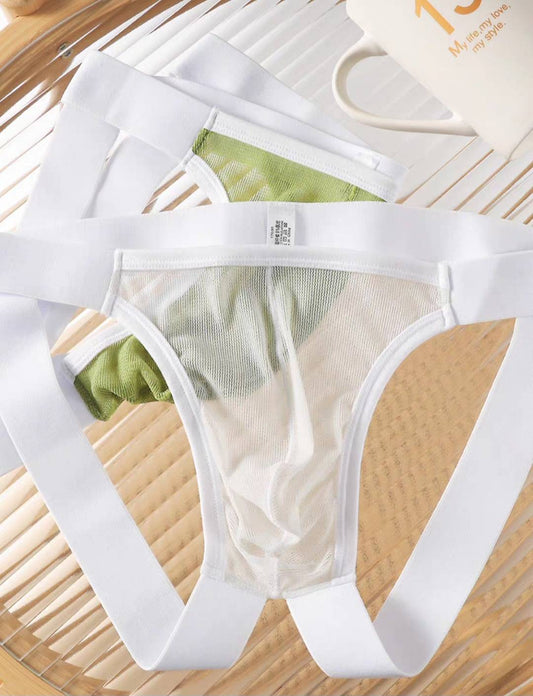 กางเกงใน JOCKSTRAP เปิดก้นเป้าผ้าซีทรู ( รหัส NG3495 )