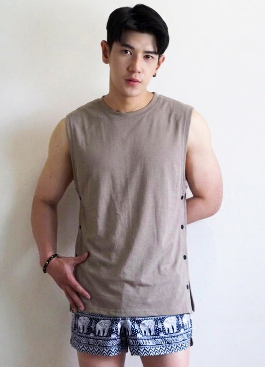 เสื้อแขนกุดมีกระดุมข้าง ( รหัส SM444 )